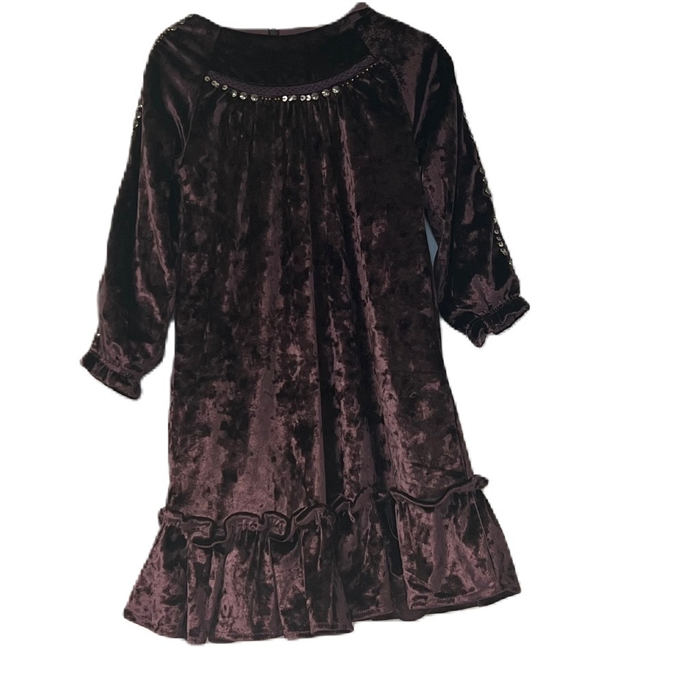 Fraze Purple Velvet & Sequin Party Dress for Girls - Size 4